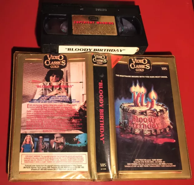 BLOODY BIRTHDAY VHS VIDEO CLASSICS GOLD cult 80s RARE slasher horror ...