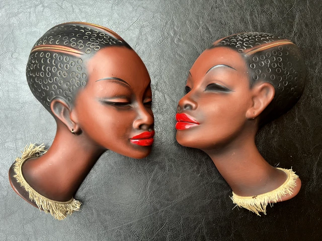 Cortendorf Wandmasken Nr 3677 & 3678 Midcentury Vintage Rockabilly #1068 #1069