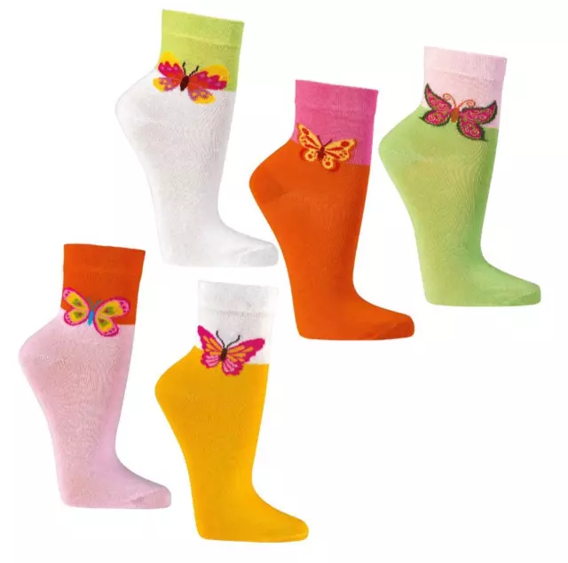 Socken Damen Schmetterling * 2er-Bündel Teenger Modische Kurzschaft-Form CH-264