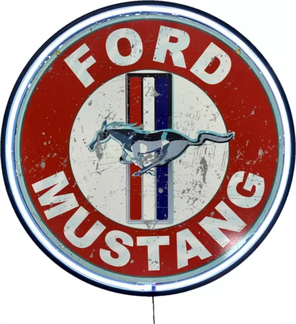 LARGE Ford Mustang Bar Garage Wall Light Sign White Neon Easter Gifts
