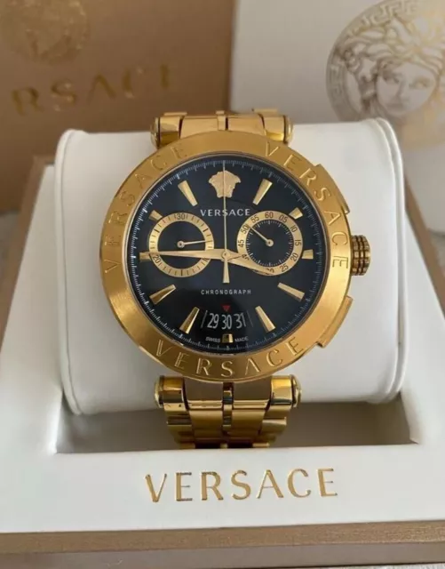 Versace Aion Men's Gold Chronograph 45mm Stainless Steel Watch VE1D01721