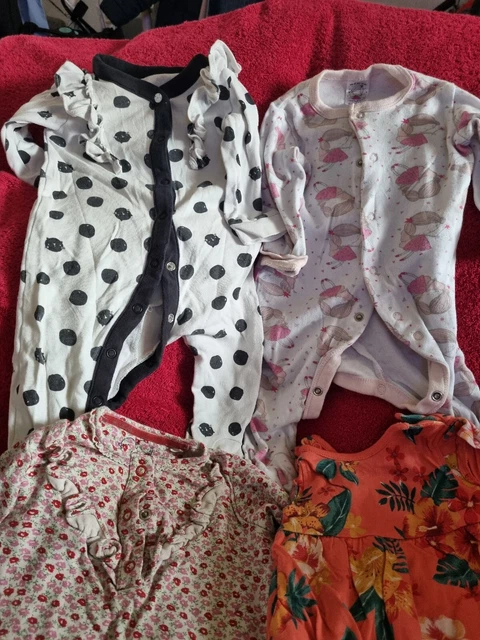 BABY GIRLS Clothes Bundle 3-6 Months Sleepsuit, Vests Trousers 14 Items All Used