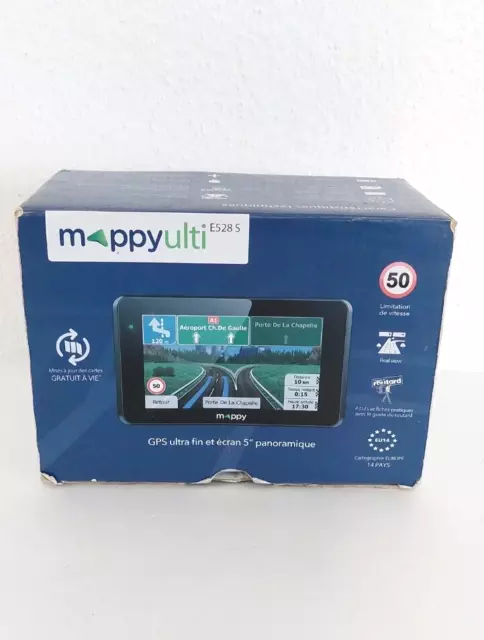 Mappy Ulti E528S GPS Tactile Carte Europe Système Navigation Format Slim Kit TBE