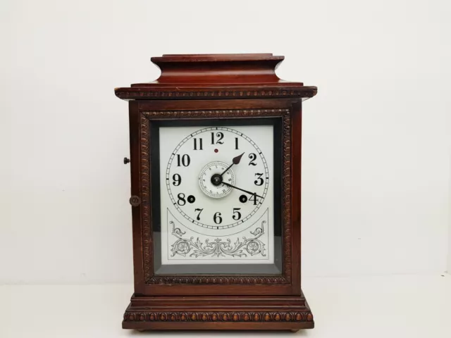 Rare Antique John Bull Automatic Alarm Art Deco Mantel Clock 1908, with Key