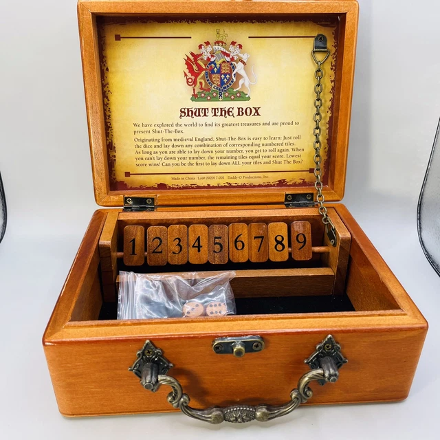 CLASSIC SHUTTHEBOX WOODEN 9 Number Dice Game with Case DaddyO Inc