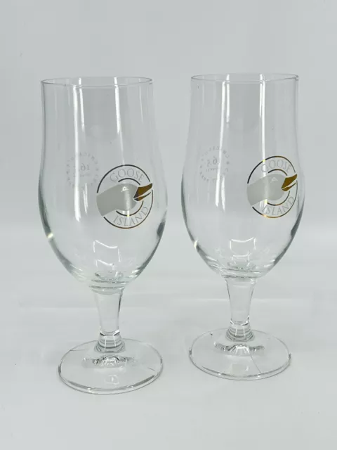 2 Goose Island Tulip Stem 16.5 Ounce Beer Pint Glasses Barware Drinking Glasses