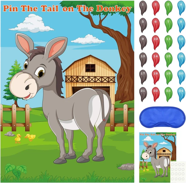 Pin The Tail On The Donkey Party Game A1 Vintage Design With Tail