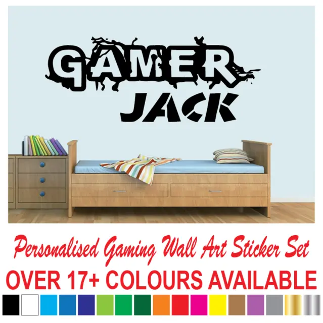 Personalised Gamer Logo & Name, Wall Art Sticker Boys Bedroom PS 5 X BOX FANS