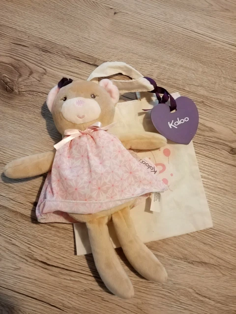 doudou et son sac Kaloo Petite Rose Poupée Ours 28 cm neuf