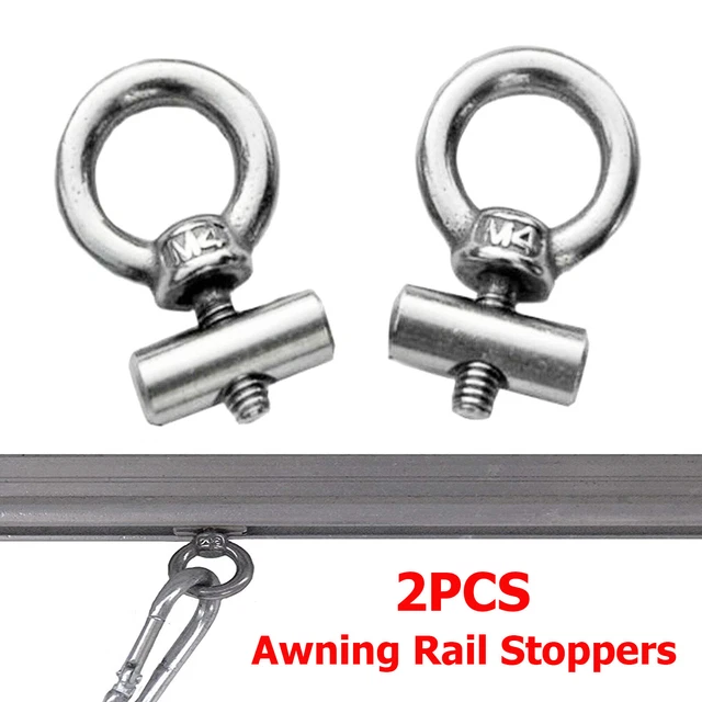 2-Pack Stainless Steel Awning Rail Stoppers (6mm) For Motorhome, Campervan, Caravan - Manual Slide Stops