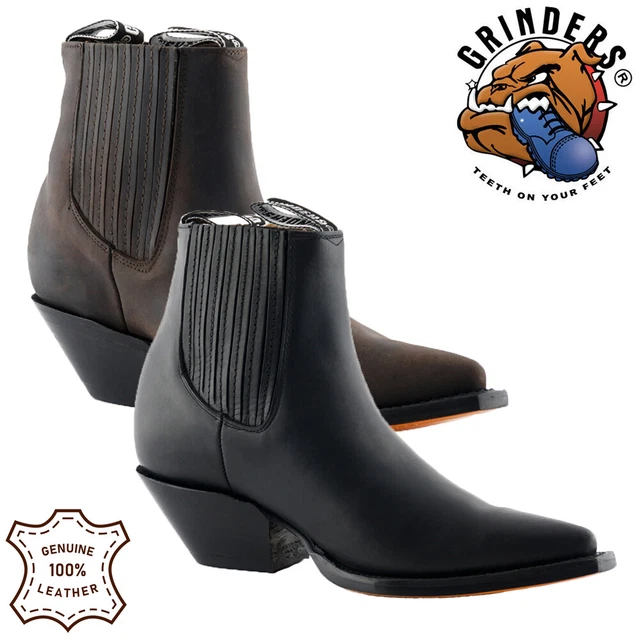 MENS ANKLE BOOTS Double Zip Genuine Black Leather Lined Cowboy Western Boots 89.99 PicClick UK
