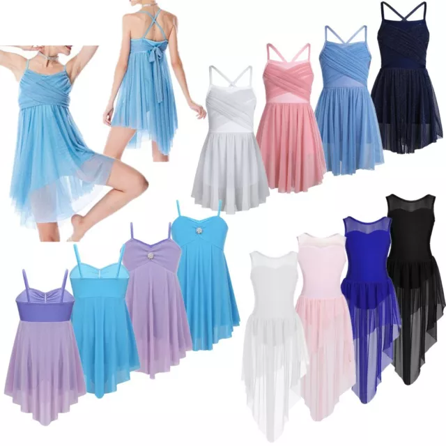 Kind Mädchen Aufführendes Netz Tutus Ballett Lyrisch Modern Tanzkleid Fitnessstudio Kostüme