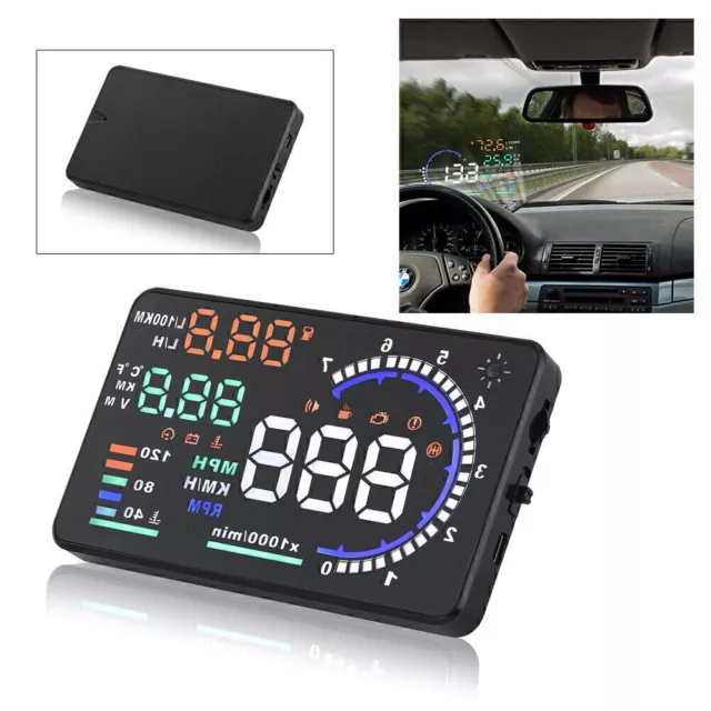 5.5" Car HUD Projector Head Up Display OBD II Speed Warning Universal po