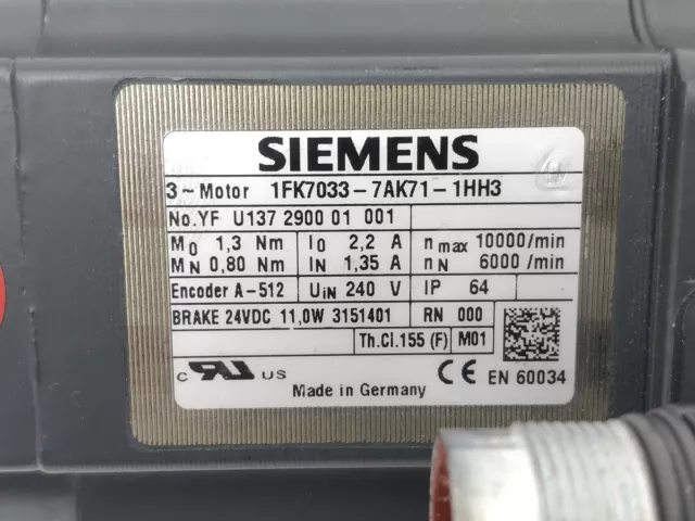 Siemens 1FK7033-7AK71-1HH3 Servo Moteur 2