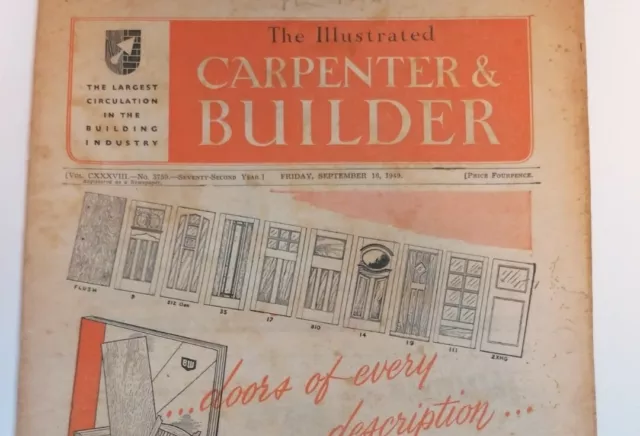 MAGAZINE - Vintage The Illustrated Carpenter & Builder Magazine Dated Sep 1949 2