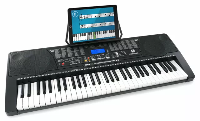 61 Leucht Tasten Keyboard E-Piano Lern Klavier 255 Sounds & Rhythmen USB MP3