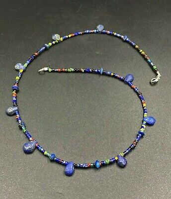 Old Trade Antique Jewelry Of Glass Lapis Beads Necklace From Ancient Roman