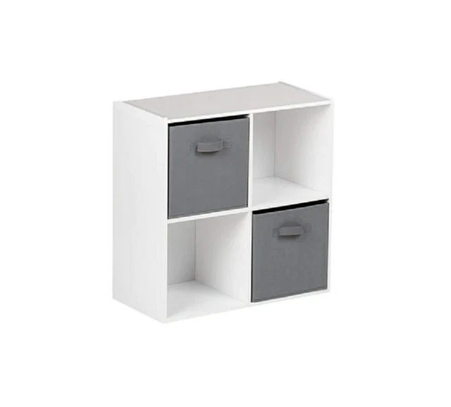 4 CUBE WOODEN Bookcase Storage Shelving Display Shelves Unit With 2