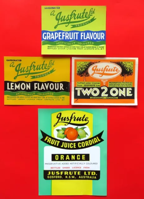 Vintage (un-used) Cordial Labels: JUSFRUTE x 4