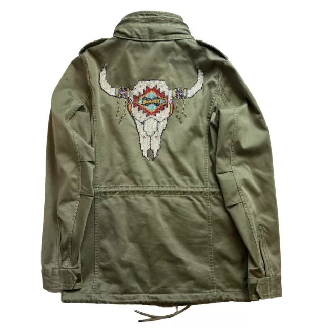 Ralph Lauren Denim Supply Aztec Bead Military Parka Jacket Southwestern Deer