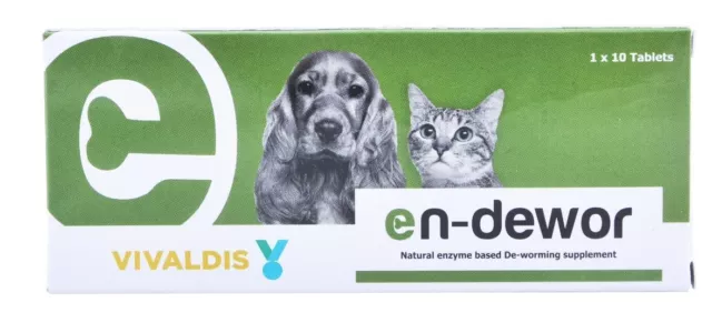 Vivaldis Natural Enzima Basado Deworming Suplemento para Perros y Gatos 2X10