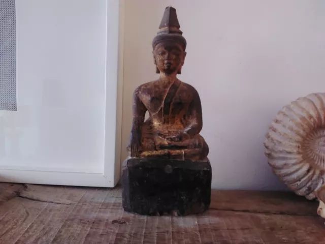 Antique Buddha Burmese Wood / Gilt  18th/19th Century