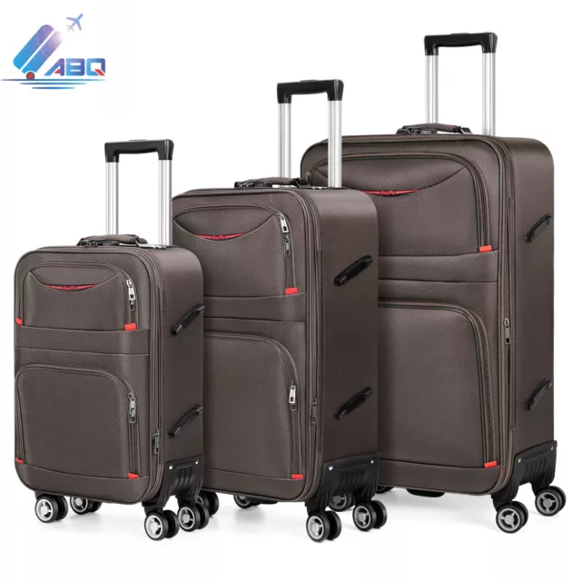 3PCS Expandable Softside Luggage Suitcase Wth Spinner Wheel 20/24/28 Travel Bags
