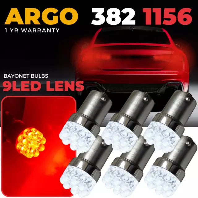 Ba15s Red 1156 Led 382 P21W Car 9 Bulb Rear Fog Brake Stop Tail Light Bulbs 12v