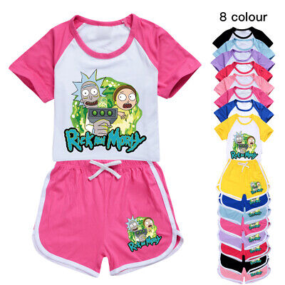 Kids Rick and Morty Short Outfit Costume T-shirt Pants PJ'S Loungewear Tracksuit