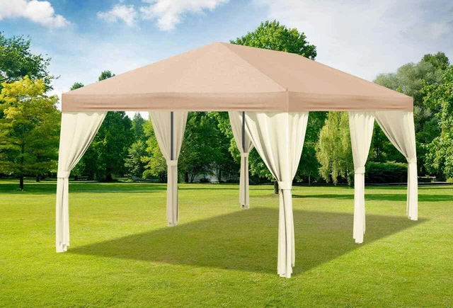 Gartenpavillon 3x6m PVC Braun Partyzelt Wasserdicht Eventzelt Gazebo Festzelt