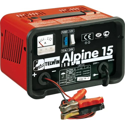 Chargeur de batterie portable Telwin Alpine 15 2/24V avec ampèremètre pour car