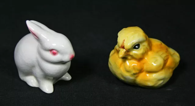 Lot of 2 Vintage Goebel Porcelain Spring Easter Figurines Bunny And Chick