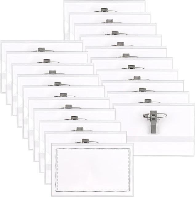 50 Badges D'identification Magnétiques – Format 75x40 Mm, PVC Rigide Transparent – Pour événements, Bureaux - 14