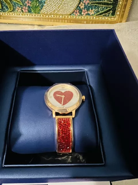 Swarovski Heart Crystal Crystals Embellished Cosmic Rock Watch Red Glitter New