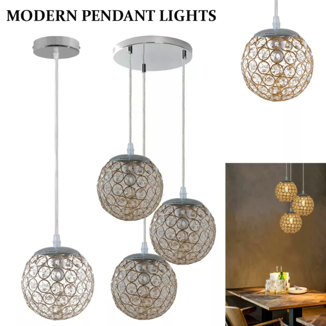Moderner Kristall Kronleuchter Deckenlampe Hängeleuchte Set E27 Beschläge