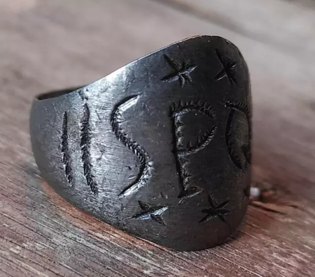 Stunning Ancient Engraved Artisanal Roman Style Warrior Metal Ring Amazing Epic 3