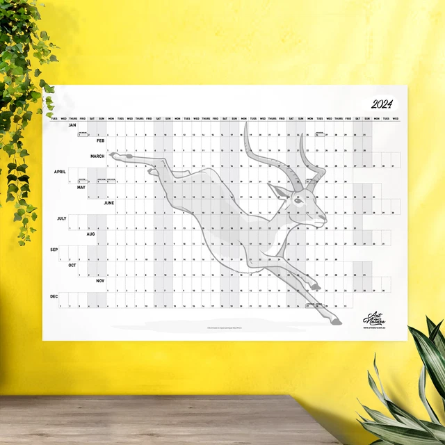 2024 WALL CALENDAR Year Planner Large A1 Size Impala Artwork 17.90