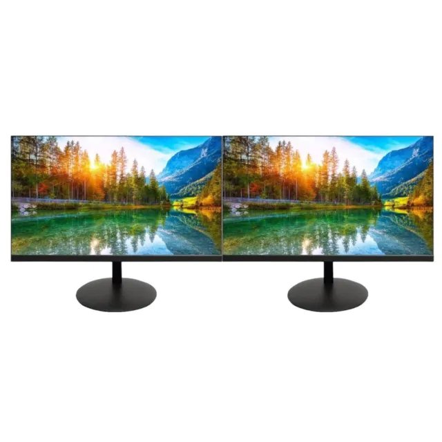 2x 24" MAJOR BRAND FHD LCD Widescreen Slim Monitor 1080p HDMI Business Gaming