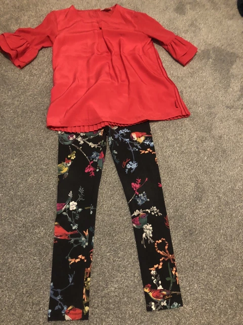 Top camicetta rosa e leggings blu navy ragazze età 11 anni