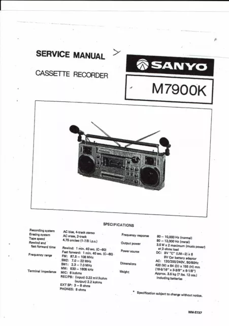 Sanyo  Service Manual  für M - 7900 K  Copy