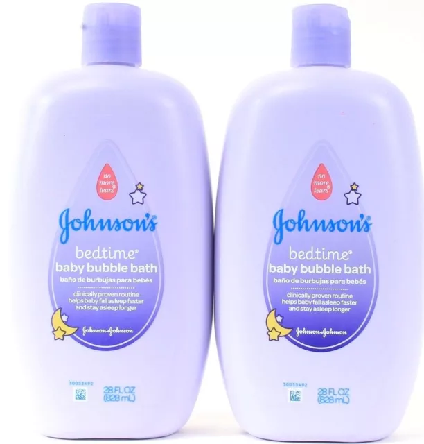 2 Johnsons No More Tears 28 Oz Bedtime Baby Bubble Bath With Natural Calm Aromas