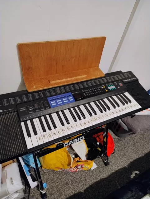 VINTAGE CASIO TONEBANK Keyboard CT 470 Tested Working With Stand Retro 40.00 PicClick UK