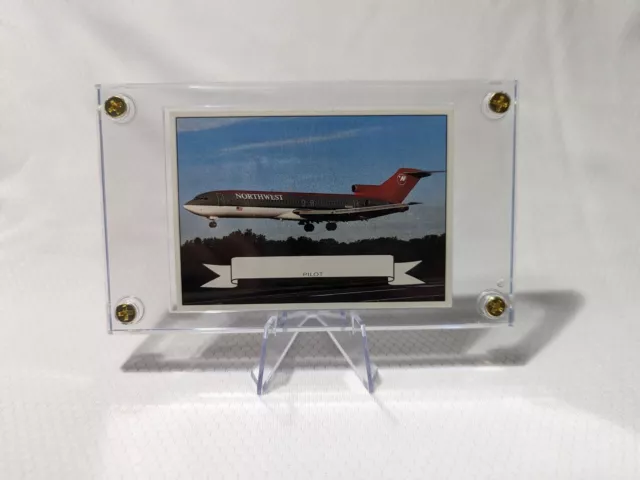 Northwest Airlines Boeing B-727 Airplane Pilot Collector Card Display Case NWA 3