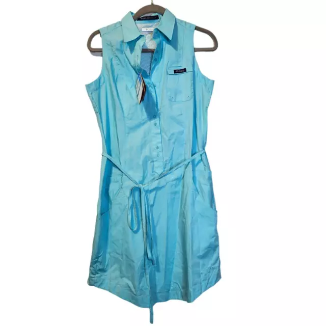 NEW Columbia PFG M Light Blue Super Bonehead Omni-Shield 30 UPF Dress Sleeveless