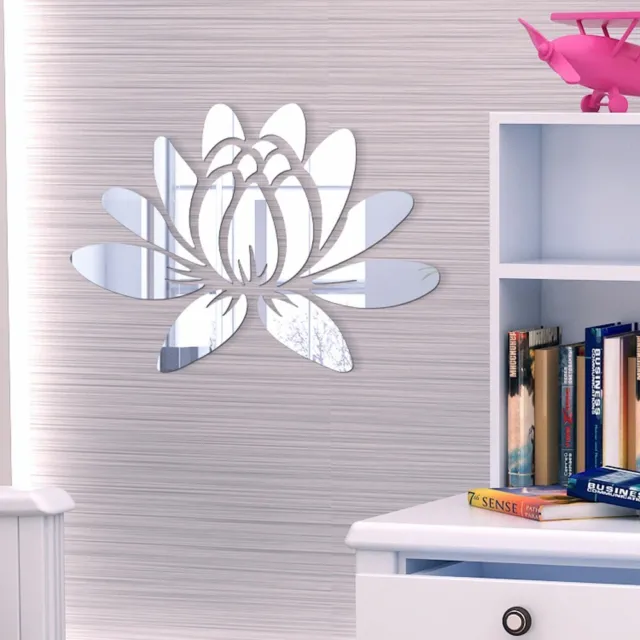 Nouveau Autocollant Miroir Fleurs Fond TV Lotus Acrylique Décalcomanie