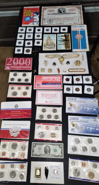 Estate US COIN LOT MINT SETS Jewelry Proof Vintage Map Post Card NO JUNK DRAWER