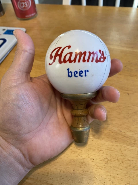 Vintage Rare Hamm’s Beer Tap Handle- Wood- Porcelain w/ Damage Vintage Rare Hamm’s Beer Tap Handle- Wood- Porcelain w/ Damage