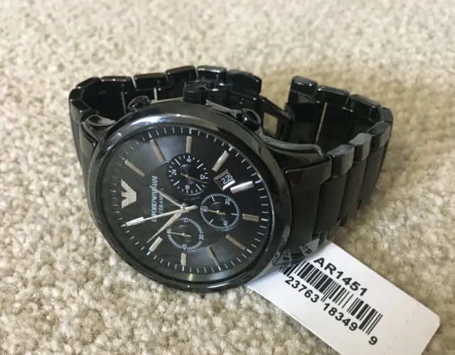 emporio armani ar1451 ceramica black dial chronograph men's watch