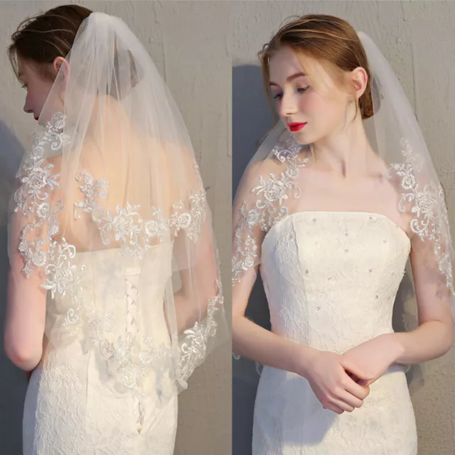 2022 Bridal Wedding Veils Cathedral 2T Comb Bridal Veil Accessories White ~