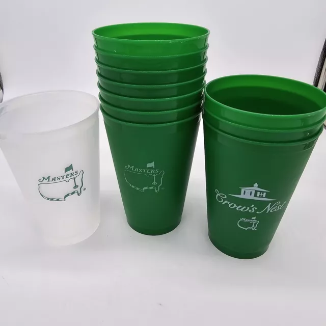 Lot of 11 Green/Clear MASTERS Augusta National Golf Cups Includes 3 Crowns Nest